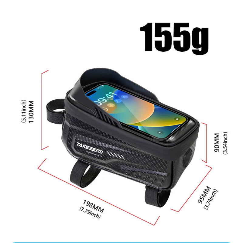 TAKEZERO A2/A3 Fahrrad-Lenkertasche – EVA Hartschale, Handyhalter, MTB & Rennrad