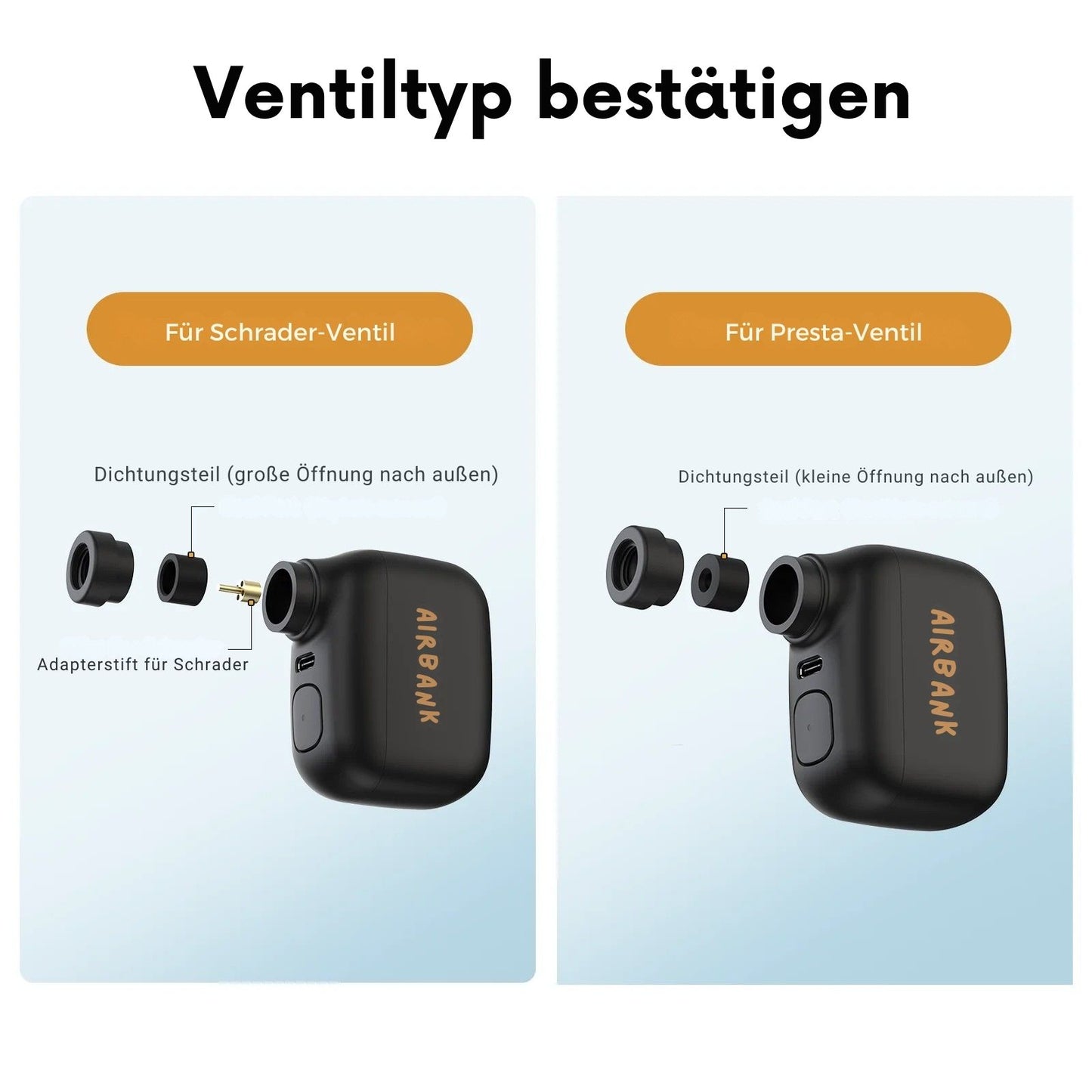 Mini Elektrische Fahrradpumpe 100 PSI USB-C – Tragbare Luftpumpe Presta & Schrader